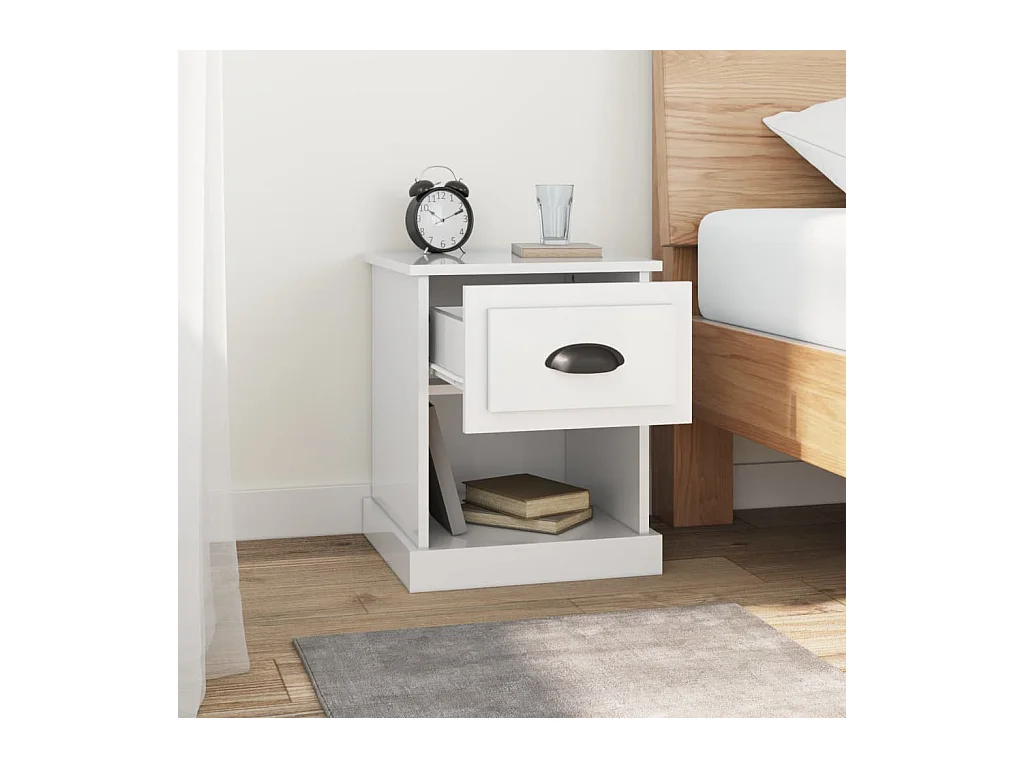 Mesitas de noche | Mesilla de noche 2 uds madera blanco brillante 39x39x47,5 cm