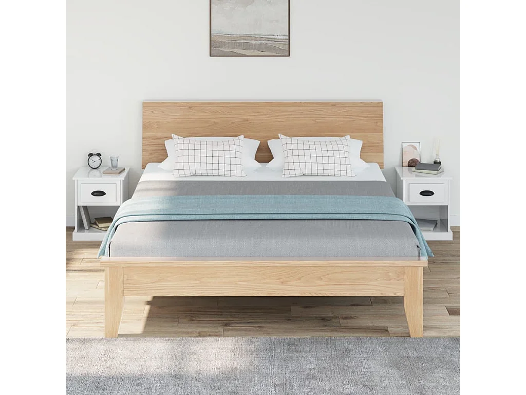 Mesitas de noche | Mesilla de noche 2 uds madera blanco brillante 39x39x47,5 cm