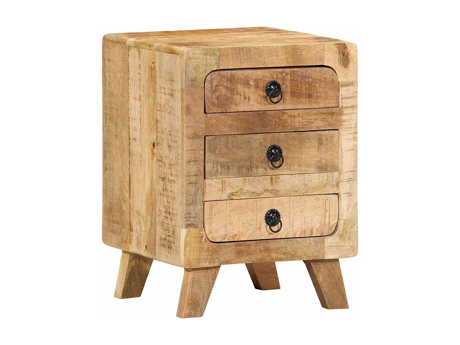 Nachttisch-Beistelltisch 37x32x50 cm Raues Massivholz Mango SHL46462