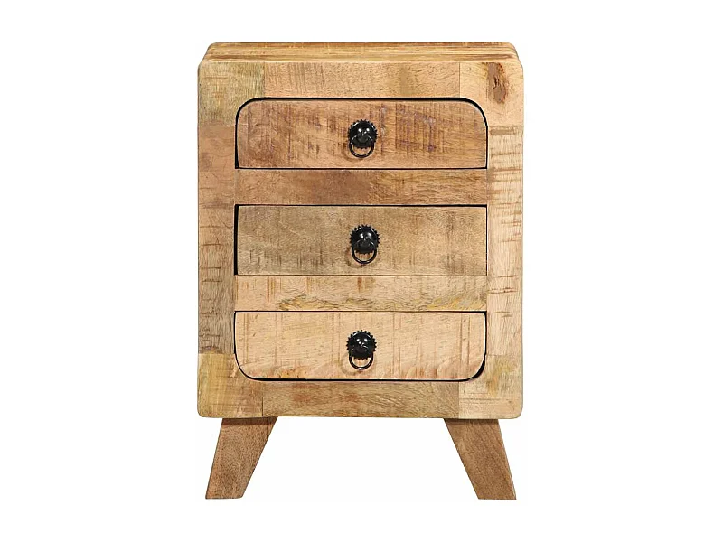 Table de chevet-Table d'appoint-Table de nuit 37x32x50 cm bois de manguier massif brut