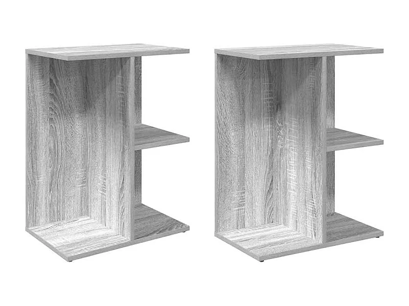 Tables de chevet lot de 2 avec Étagère de Rangement sonoma gris bois d'ingénierie