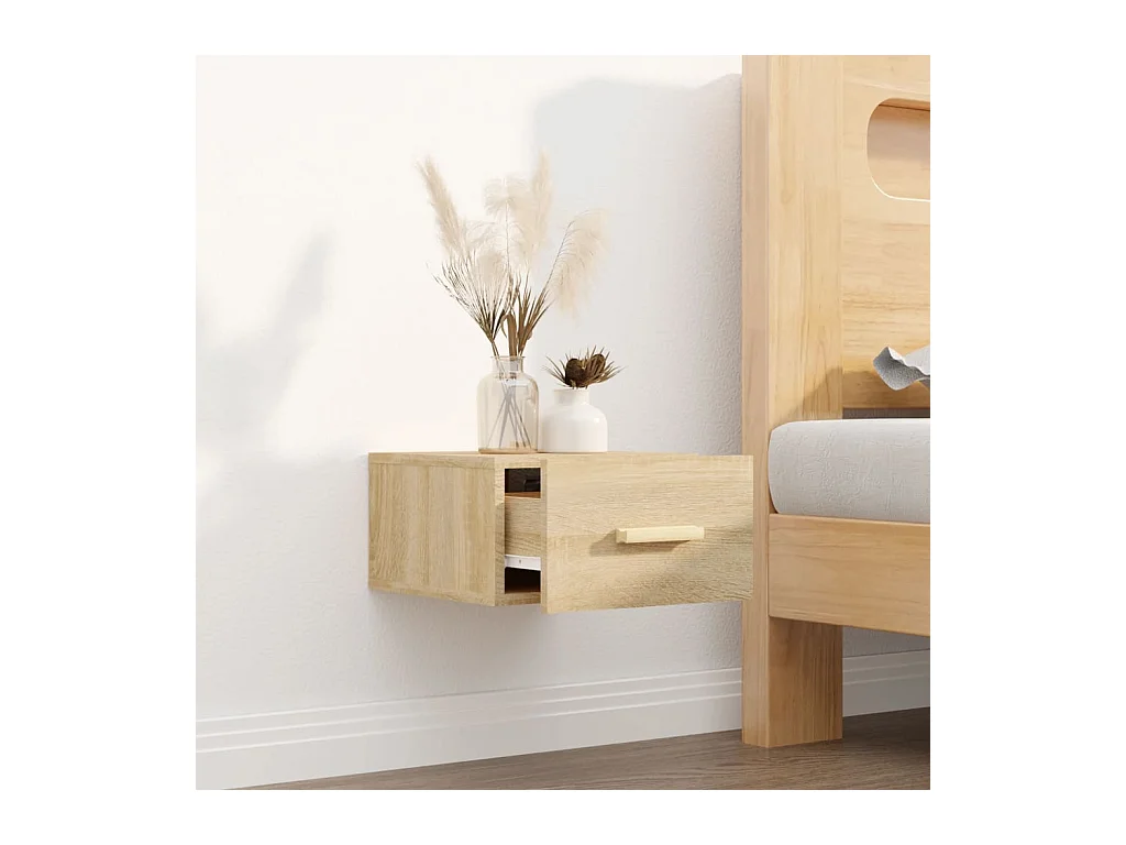 Table de chevet-Petite Table d'appoint-Table de nuit murale chêne sonoma 35x35x20 cm