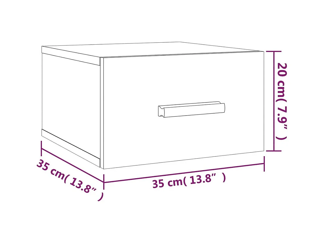 Table de chevet-Petite Table d'appoint-Table de nuit murale chêne sonoma 35x35x20 cm