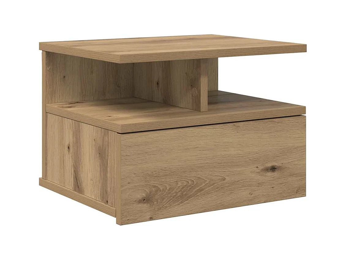 Mesita de noche | Mesa auxiliar Flotante con cajón Roble artisan 40x31x27 cm