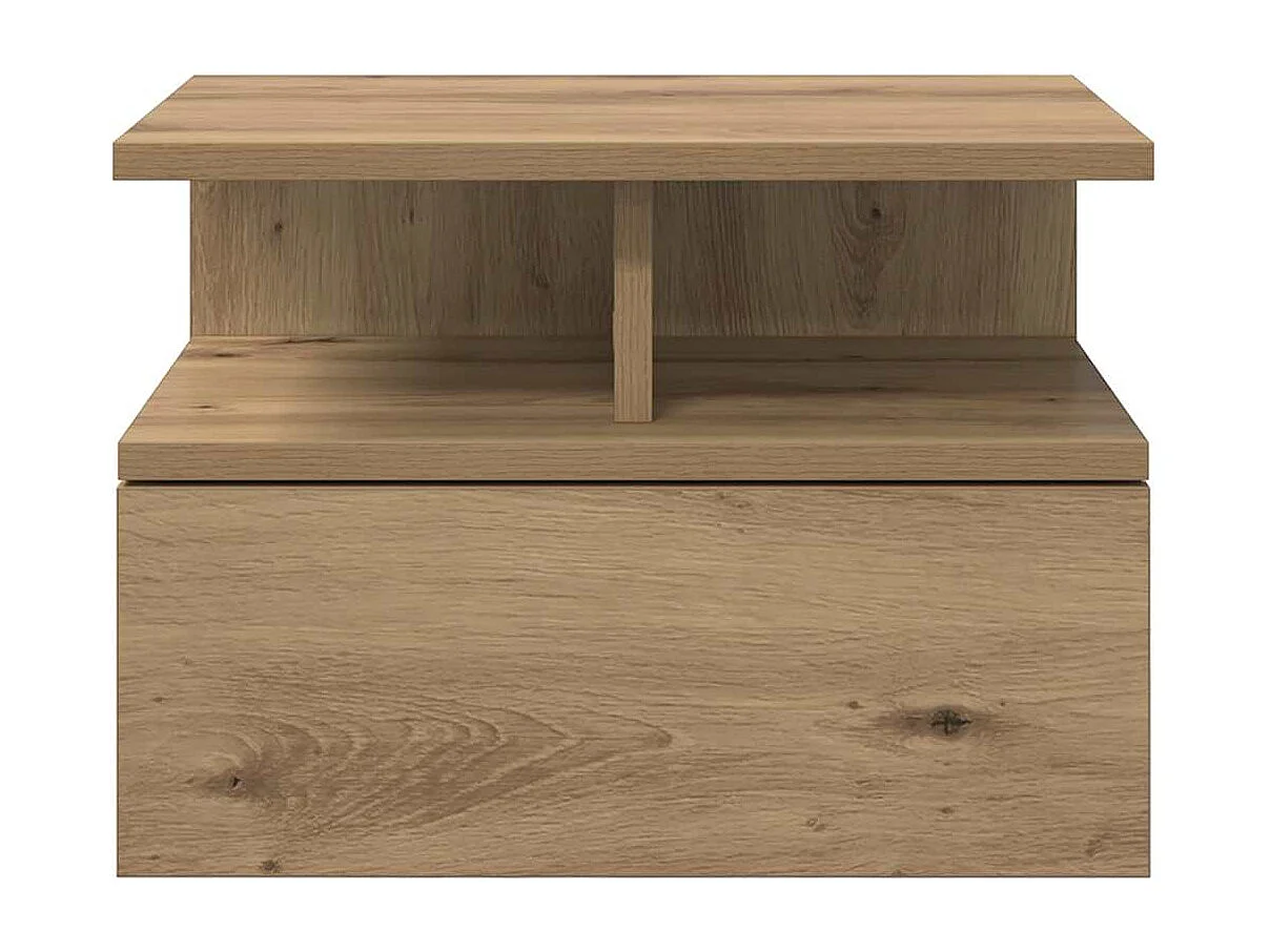 Mesita de noche | Mesa auxiliar Flotante con cajón Roble artisan 40x31x27 cm
