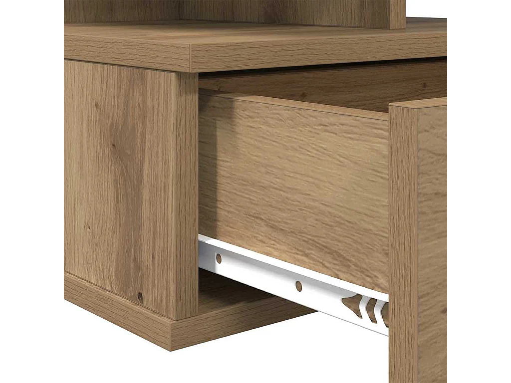 Mesita de noche | Mesa auxiliar Flotante con cajón Roble artisan 40x31x27 cm