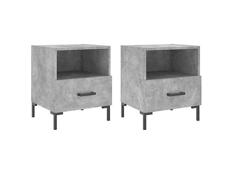 Mesita de noche | Mesilla de noche 2 uds. madera ingeniería gris hormigón 40x35x47,5cm