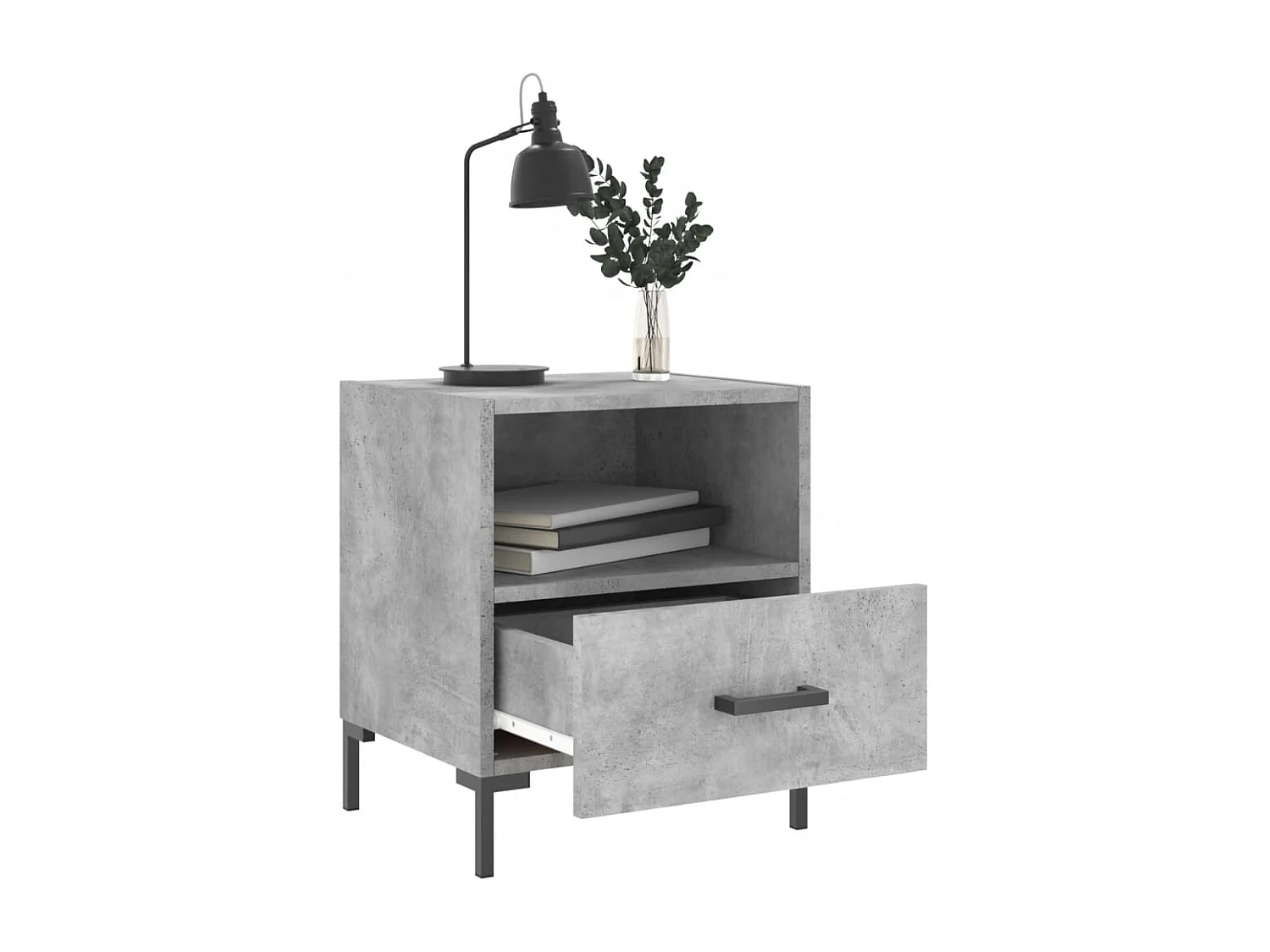 Mesita de noche | Mesilla de noche 2 uds. madera ingeniería gris hormigón 40x35x47,5cm