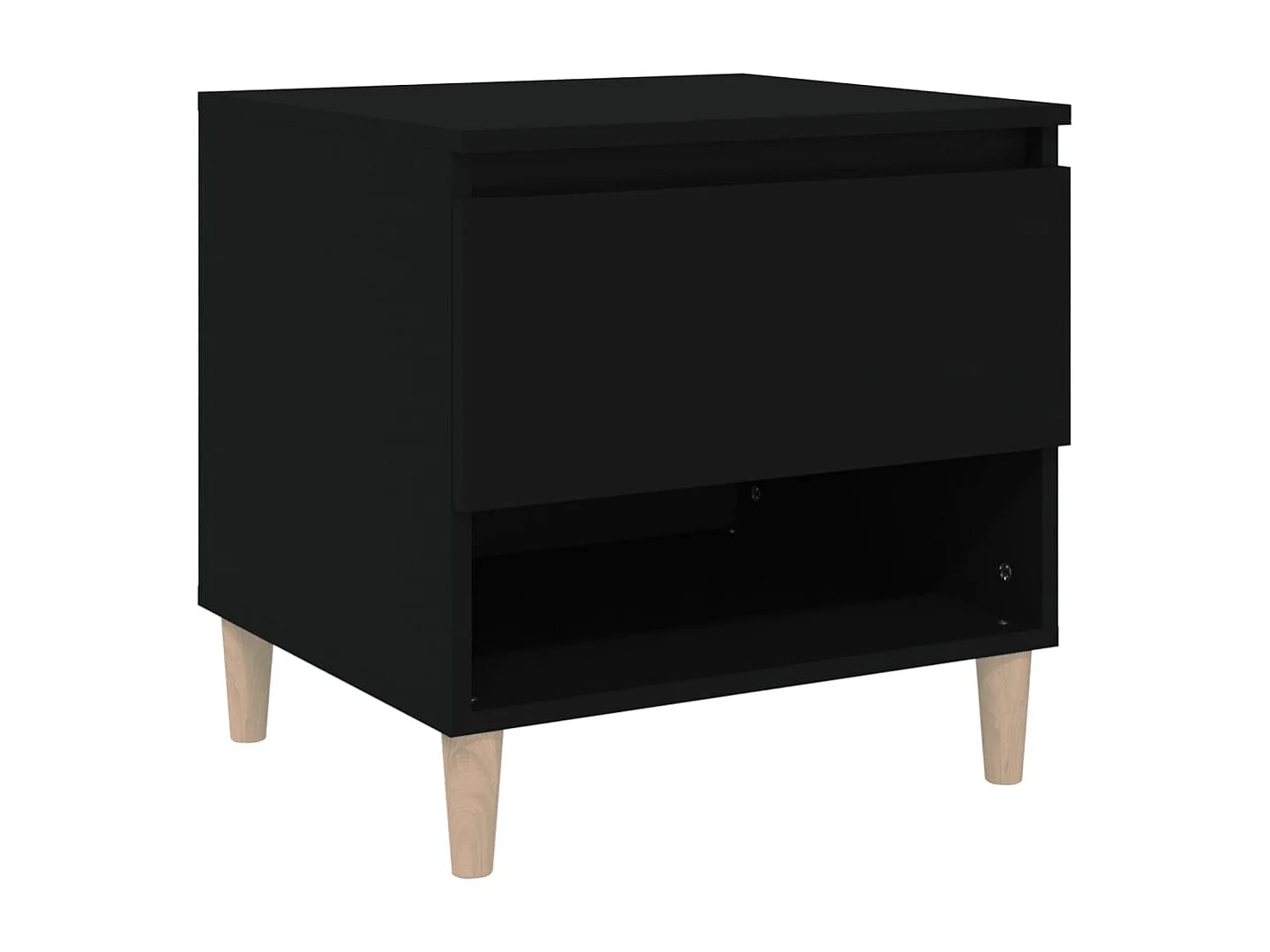 Mesita de noche | Mesilla de noche madera contrachapada negro 50x46x50 cm