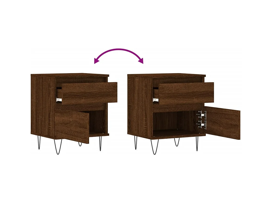 Mesitas de noche | Mesilla de noche 2 uds madera ingeniería marrón roble 40x35x50 cm