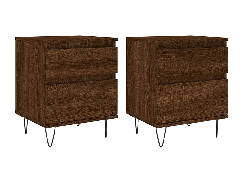 Nachttisch 2er Set-Beistelltisch-Nachttischkommode Braun Eichen-Optik 40x35x50 cm Holzwerkstoff SHL36986