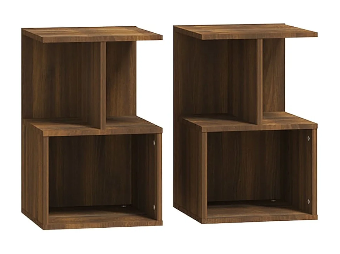 Nachttisch 2er Set-Beistelltisch-Nachttischkommode Braun Eichen-Optik 35x35x55 cm Holzwerkstoff SHL59360