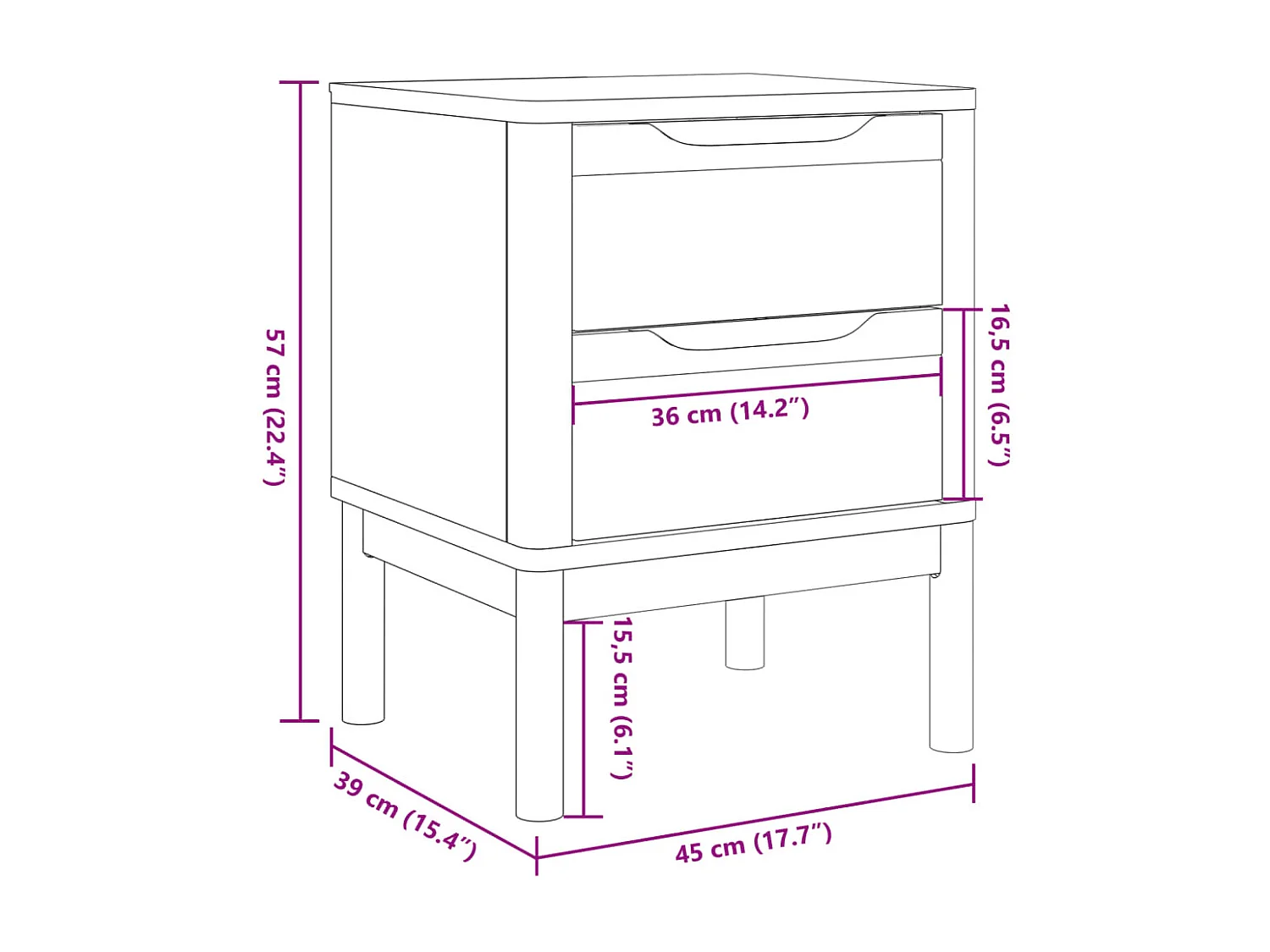 Nachttisch-Beistelltisch Grau 45x39x57 cm Massivholz Kiefer SHL7518