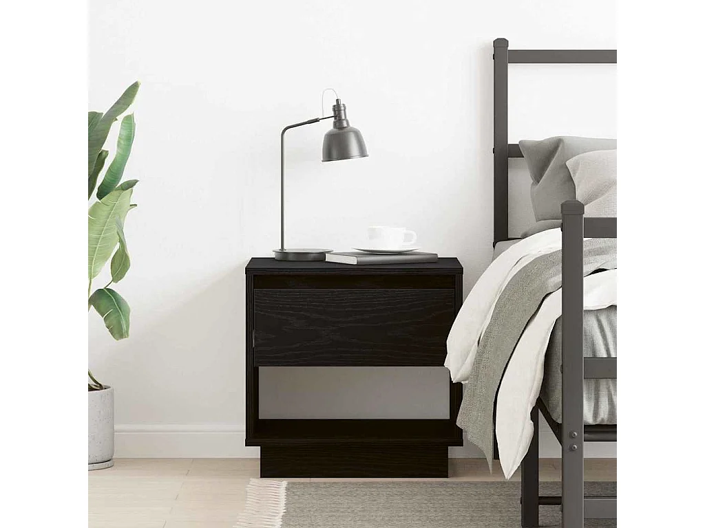 Table de chevet-Table d'appoint Chêne noir 45x34x44 cm Bois d'ingénierie