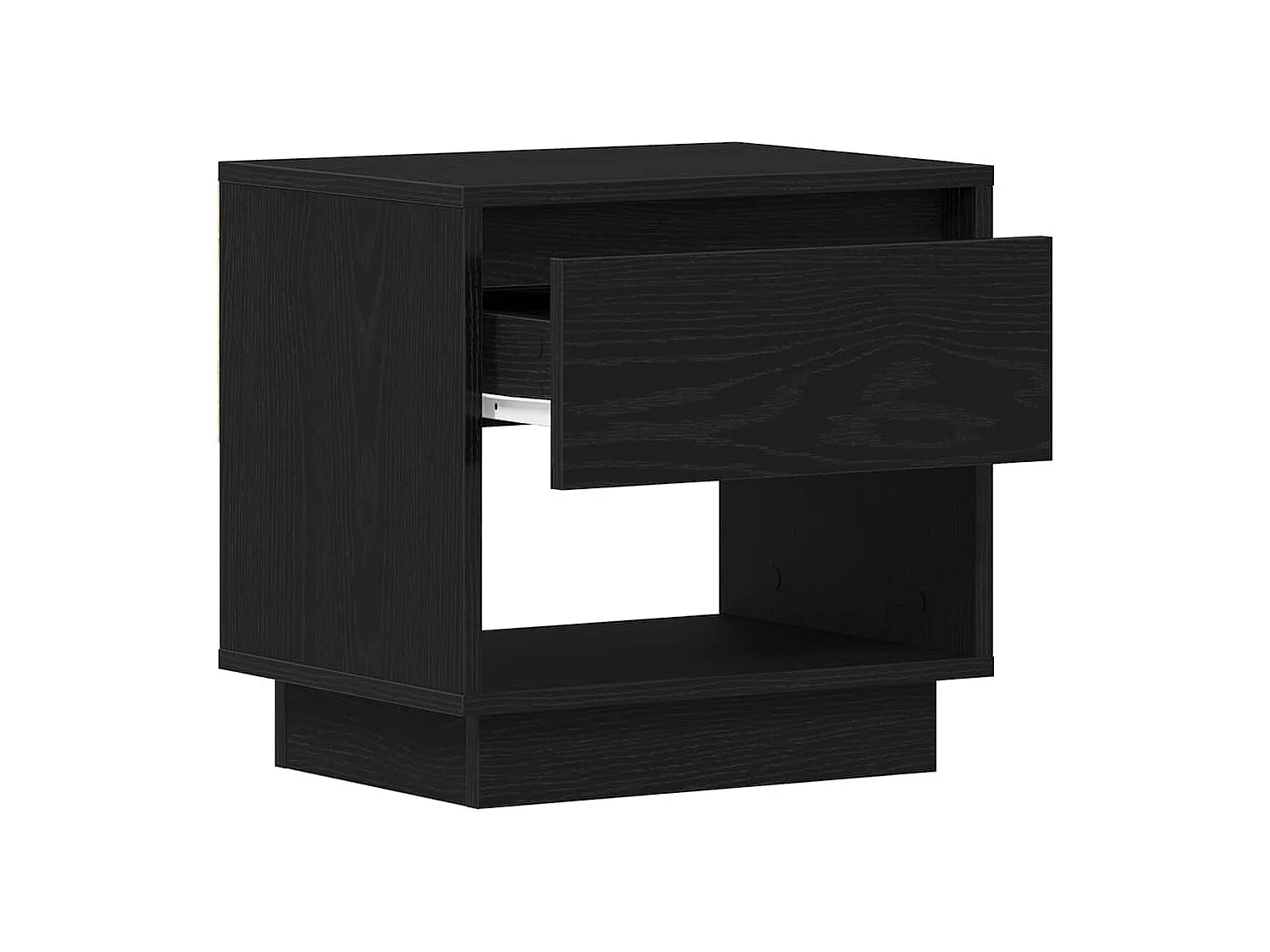 Nachtkastje | Bijzettafel Modern | Opbergkastje met lade Zwart eiken 45 x 34 x 44 cm Bewerkt hout