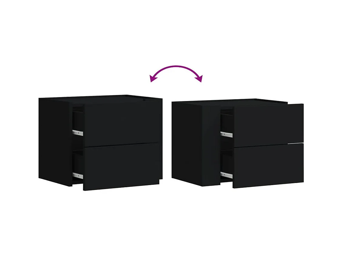 Mesitas de noche | Mesilla de noche de pared 2 unidades negra 45x30x35 cm