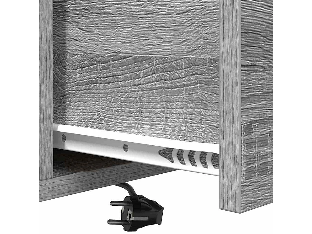 Mesita de Noche | Mesa auxiliar con Estación de Carga con cajón Gris sonoma