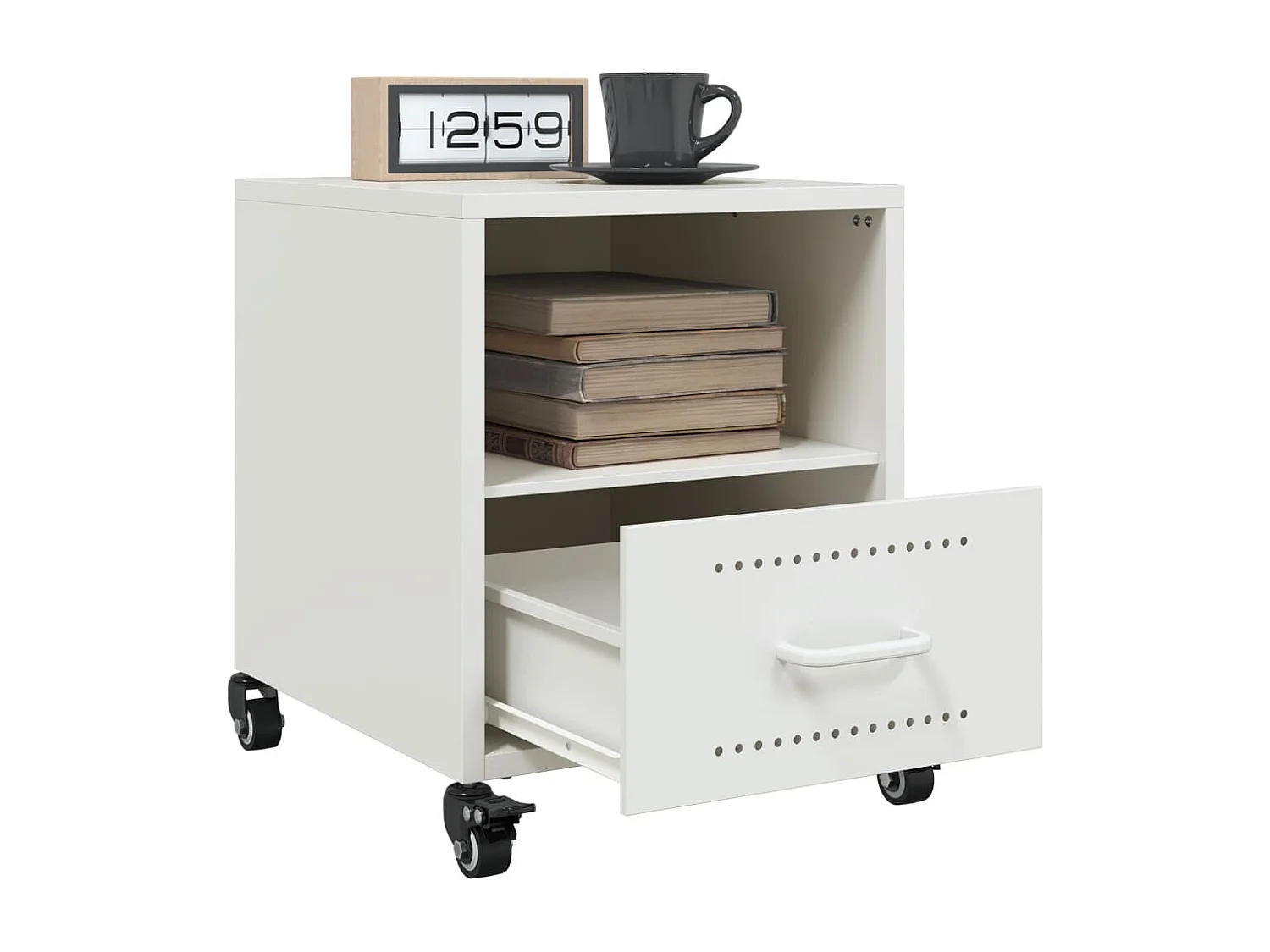 Nachttisch-Beistelltisch-Nachtschrank Weiß 36x39x43,5 cm Stahl SHL37585