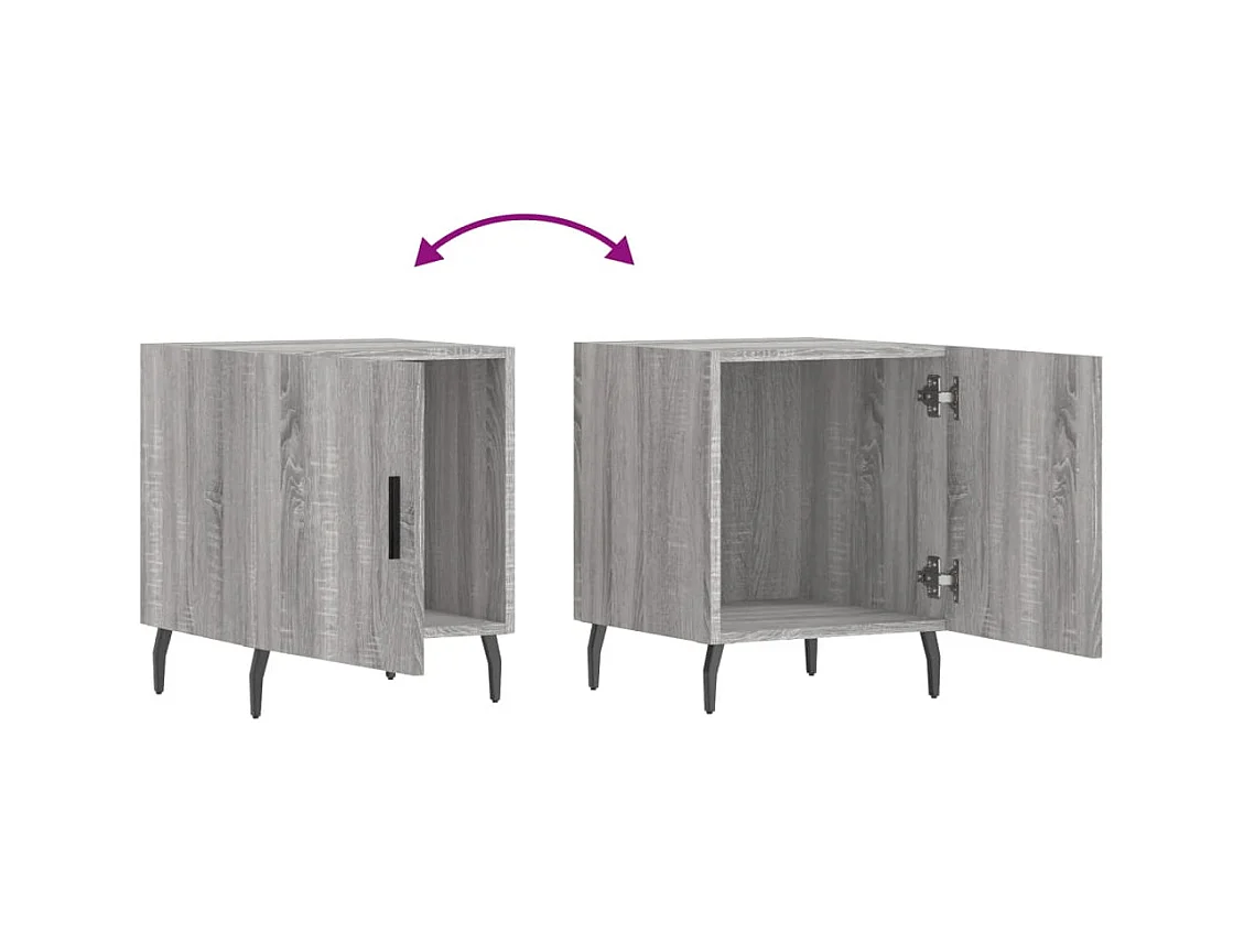 Mesitas de noche | Mesilla de noche 2 uds madera ingeniería gris Sonoma 40x40x50 cm