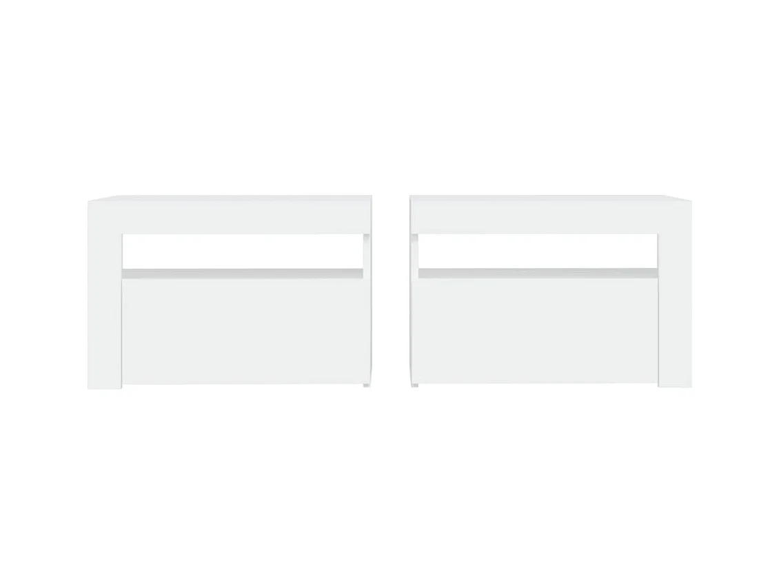 Mesitas de noche | Mesilla de noche con LED 2 unidades blanco 60x35x40 cm
