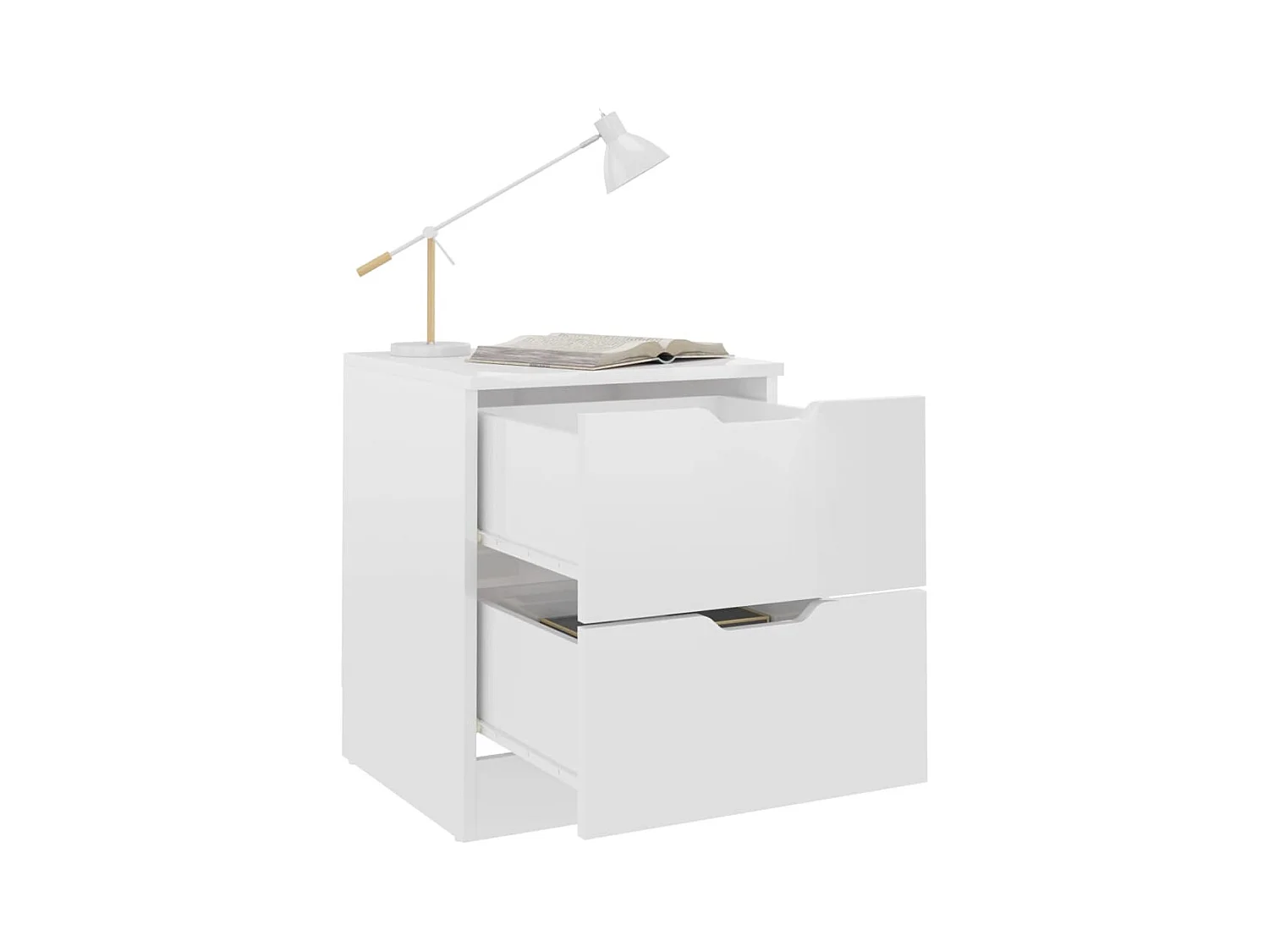 Tables de chevet-Table de nuit 2 pcs Blanc brillant 40x40x50cm bois ingénierie