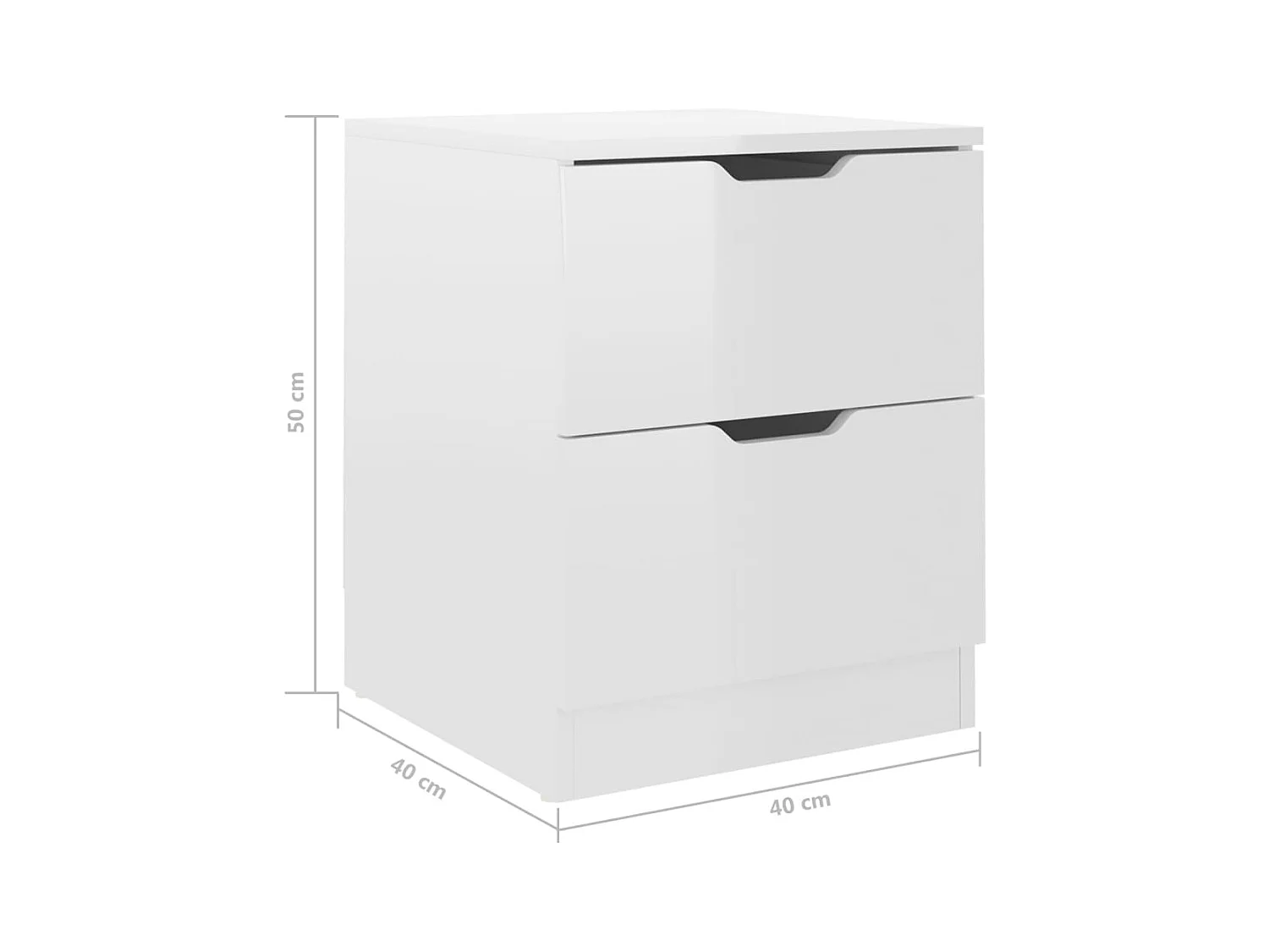 Tables de chevet-Table de nuit 2 pcs Blanc brillant 40x40x50cm bois ingénierie