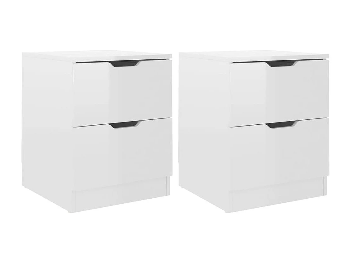 Nachttisch 2er Set-Beistelltisch Hochglanz-Weiß 40x40x50 cm Spanplatte SHL43817
