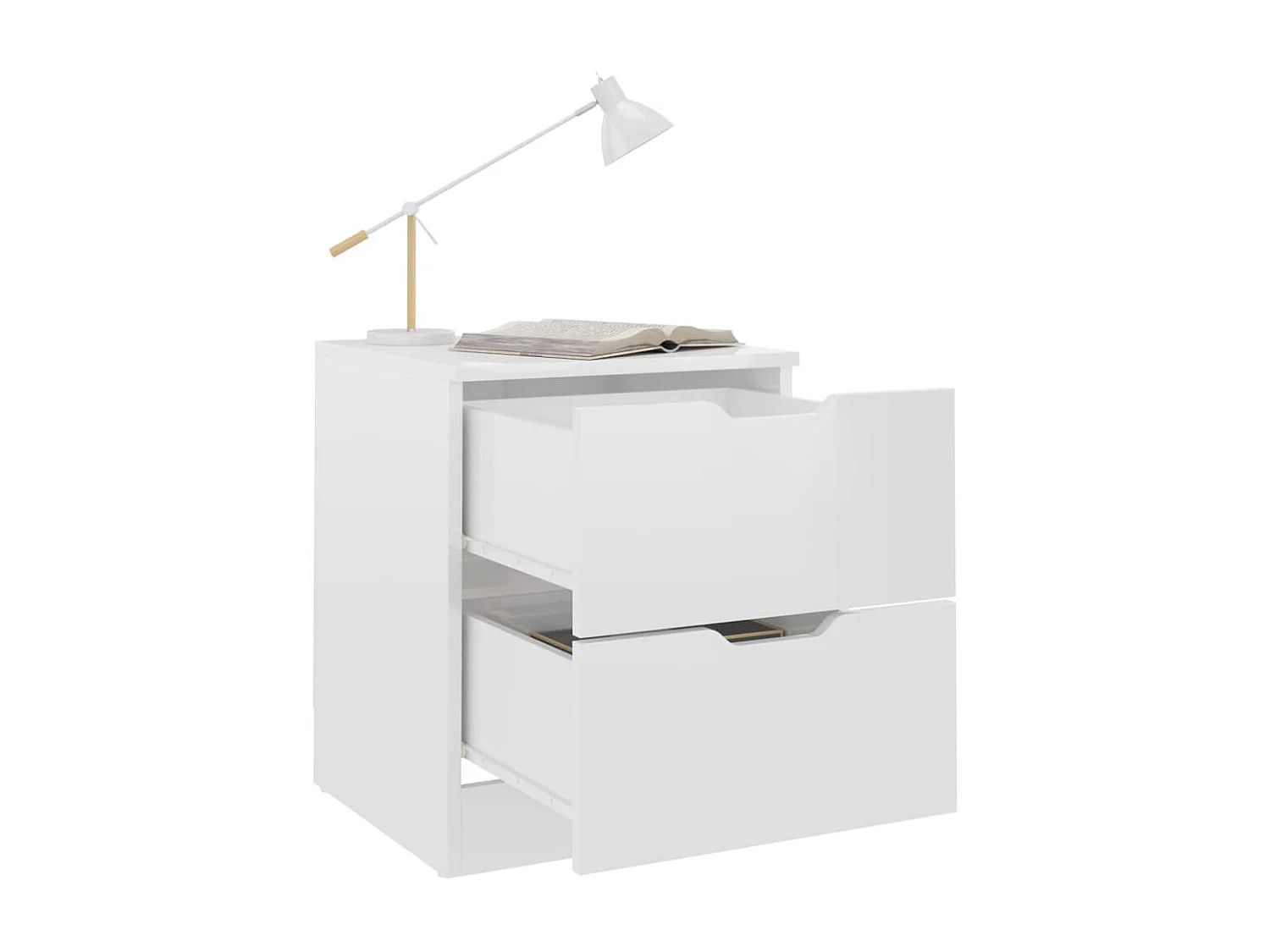 Nachttisch 2er Set-Beistelltisch Hochglanz-Weiß 40x40x50 cm Spanplatte SHL43817