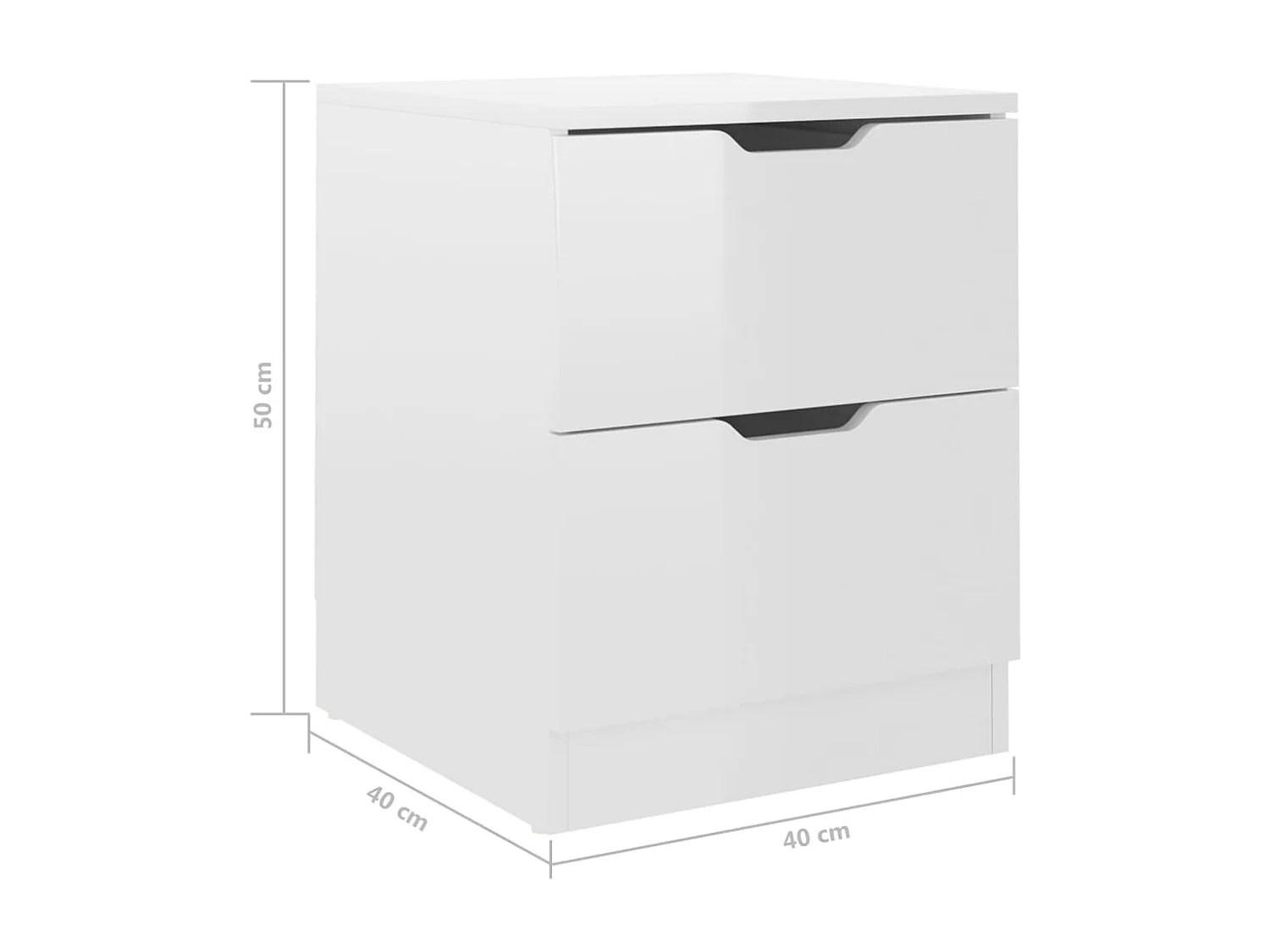 Nachttisch 2er Set-Beistelltisch Hochglanz-Weiß 40x40x50 cm Spanplatte SHL43817