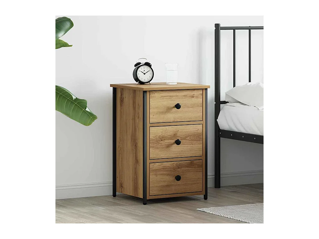 Mesita de Noche | Armario de Noche | Mesilla de noche con cajón Roble artisan