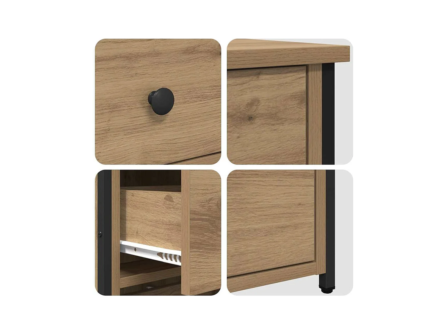 Mesita de Noche | Armario de Noche | Mesilla de noche con cajón Roble artisan