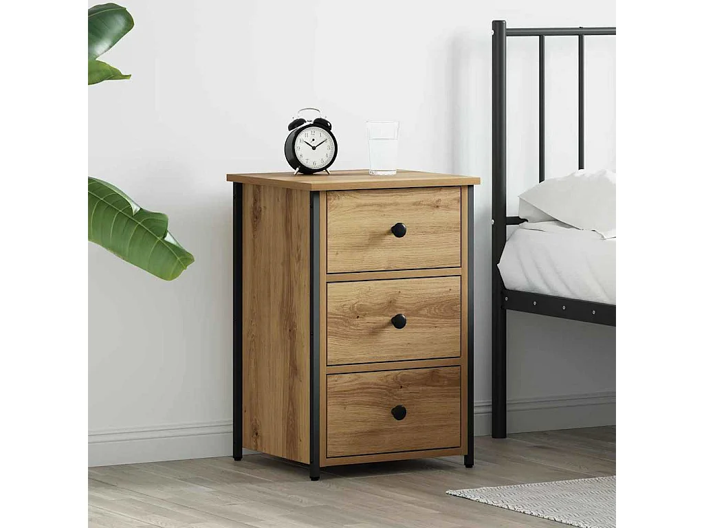 Mesita de Noche | Armario de Noche | Mesilla de noche con cajón Roble artisan