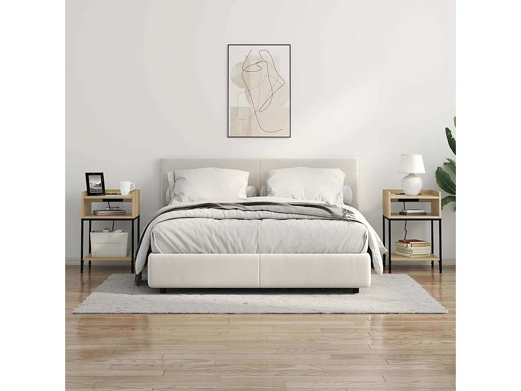 Mesa de Noche | Mesita de noche Roble Sonoma 40x40x61 cm Madera contrachapada