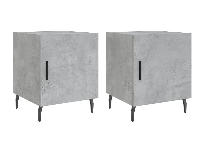 Lot de 2 Tables de chevet avec rangement gris béton 40x40x50 cm bois d’ingénierie