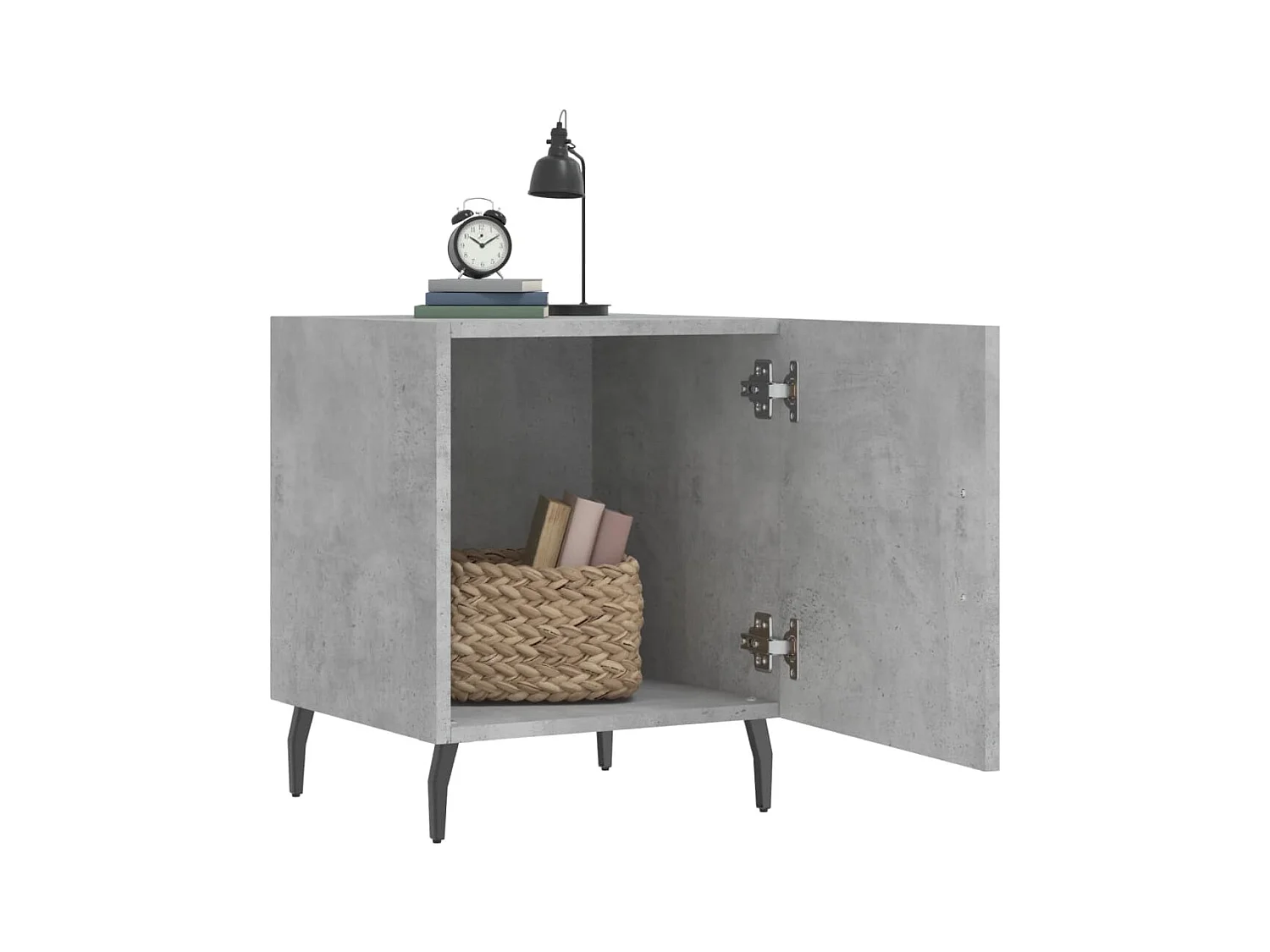 Mesa de Cabeceira Moderna 2 peças 40x40x50 cm derivados madeira cinza cimento