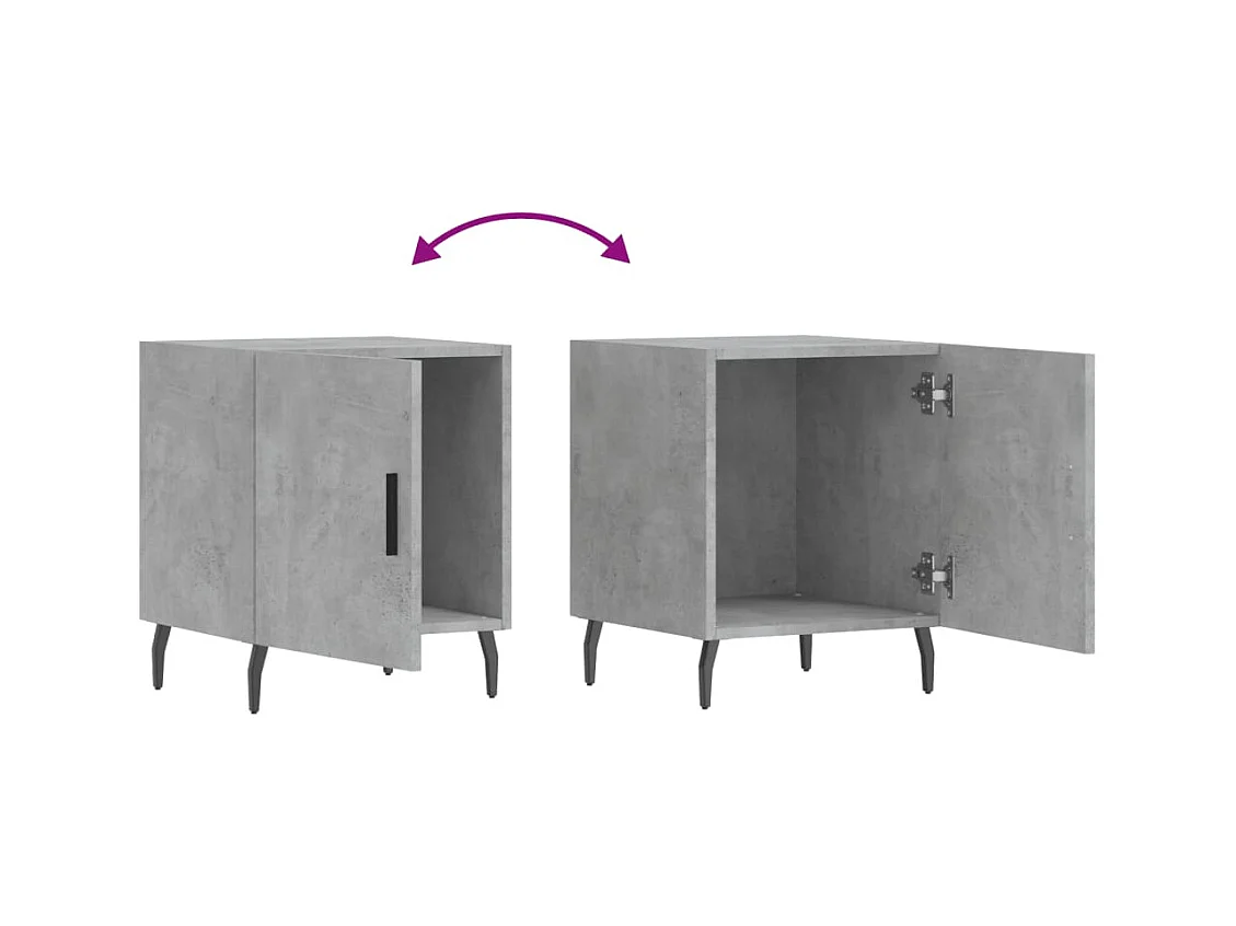 Mesa de Cabeceira Moderna 2 peças 40x40x50 cm derivados madeira cinza cimento