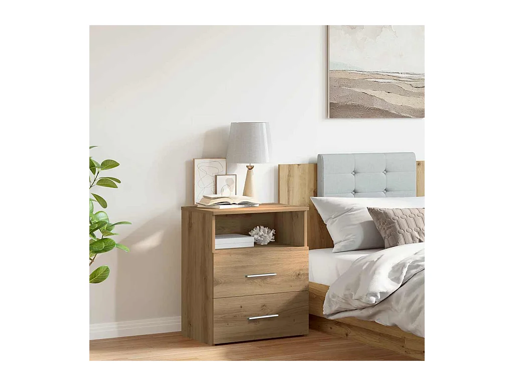 Table de chevet-Table d'appoint chêne artisanal 50x32x60 cm bois d'ingénierie