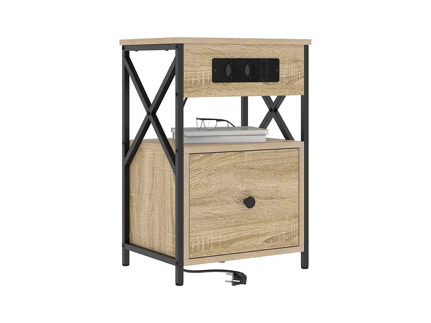 Mesita de Noche | Armario de Noche 2 uds con cajón Roble Sonoma 40x31x60 cm