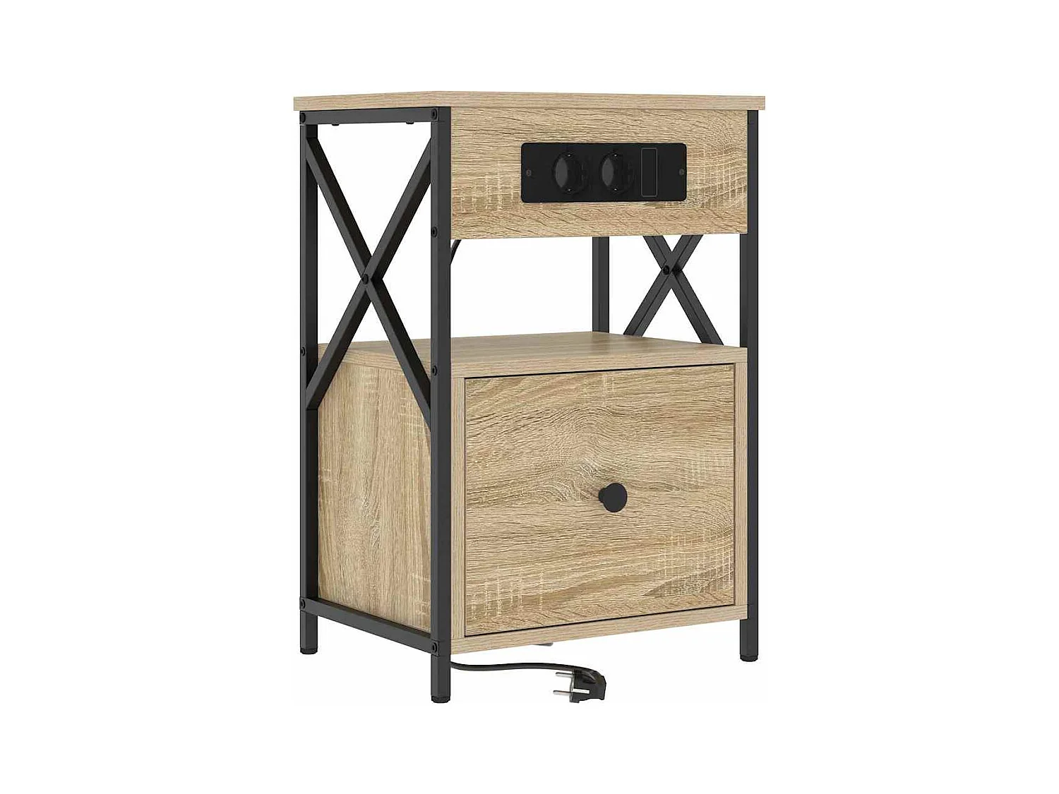 Mesita de Noche | Armario de Noche 2 uds con cajón Roble Sonoma 40x31x60 cm