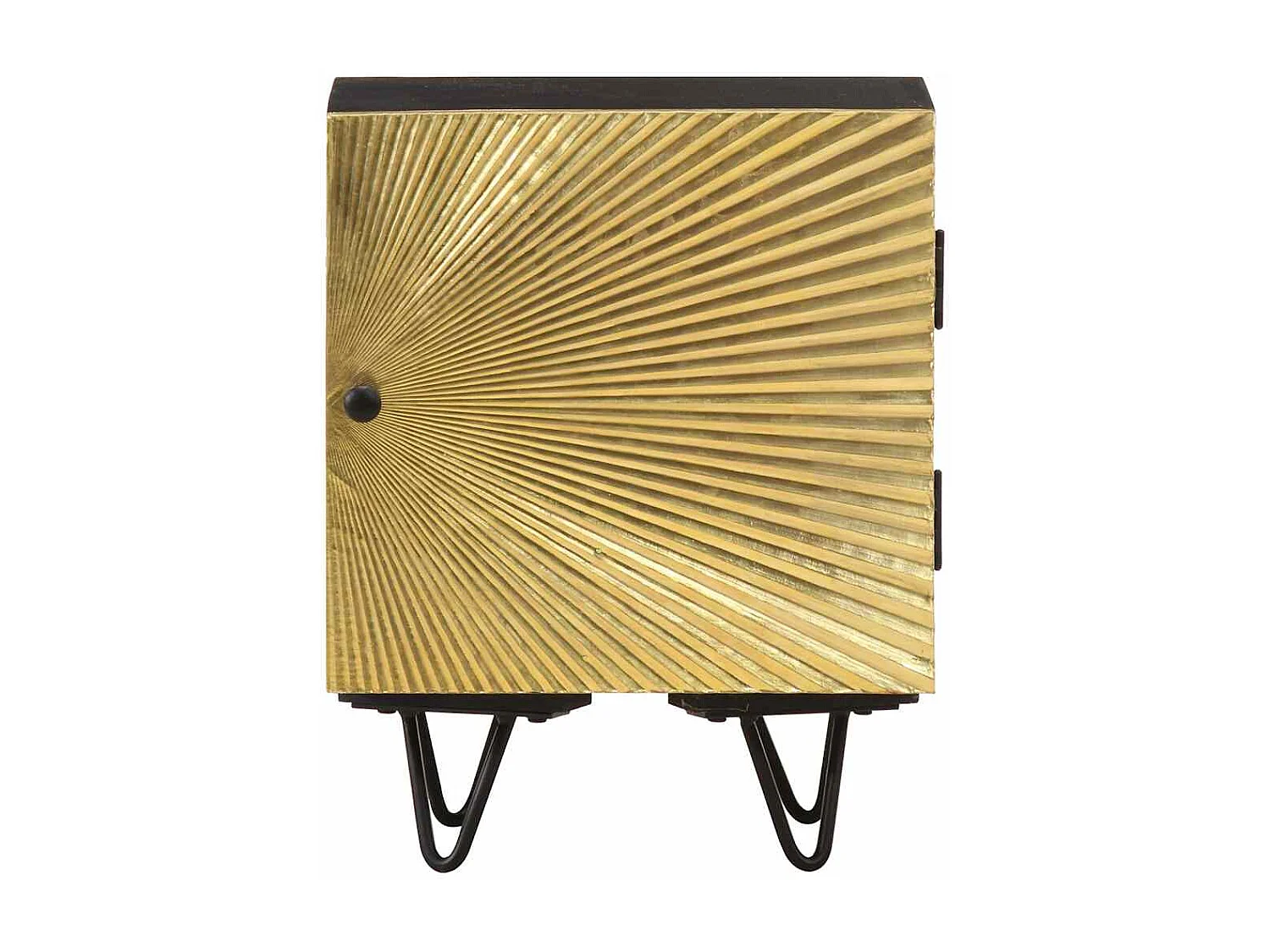 Table de chevet-Table d'appoint avec front en laiton 40x30x50cm Manguier massif