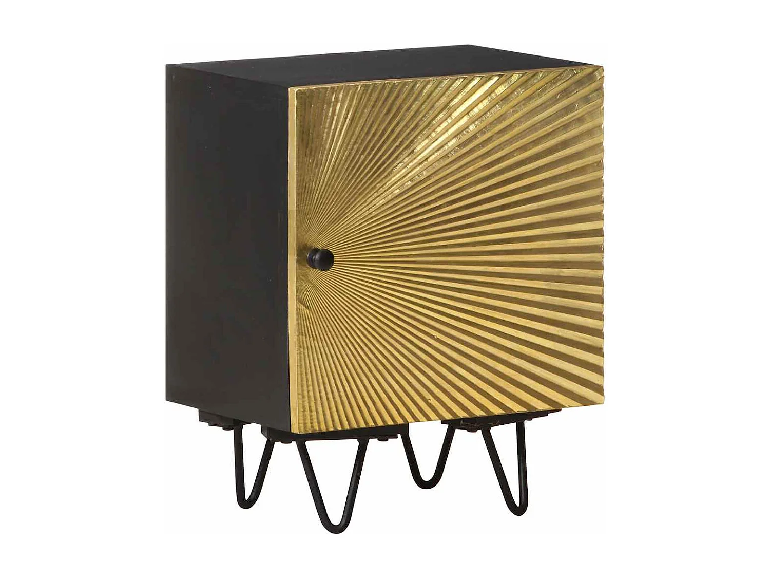 Table de chevet-Table d'appoint avec front en laiton 40x30x50cm Manguier massif