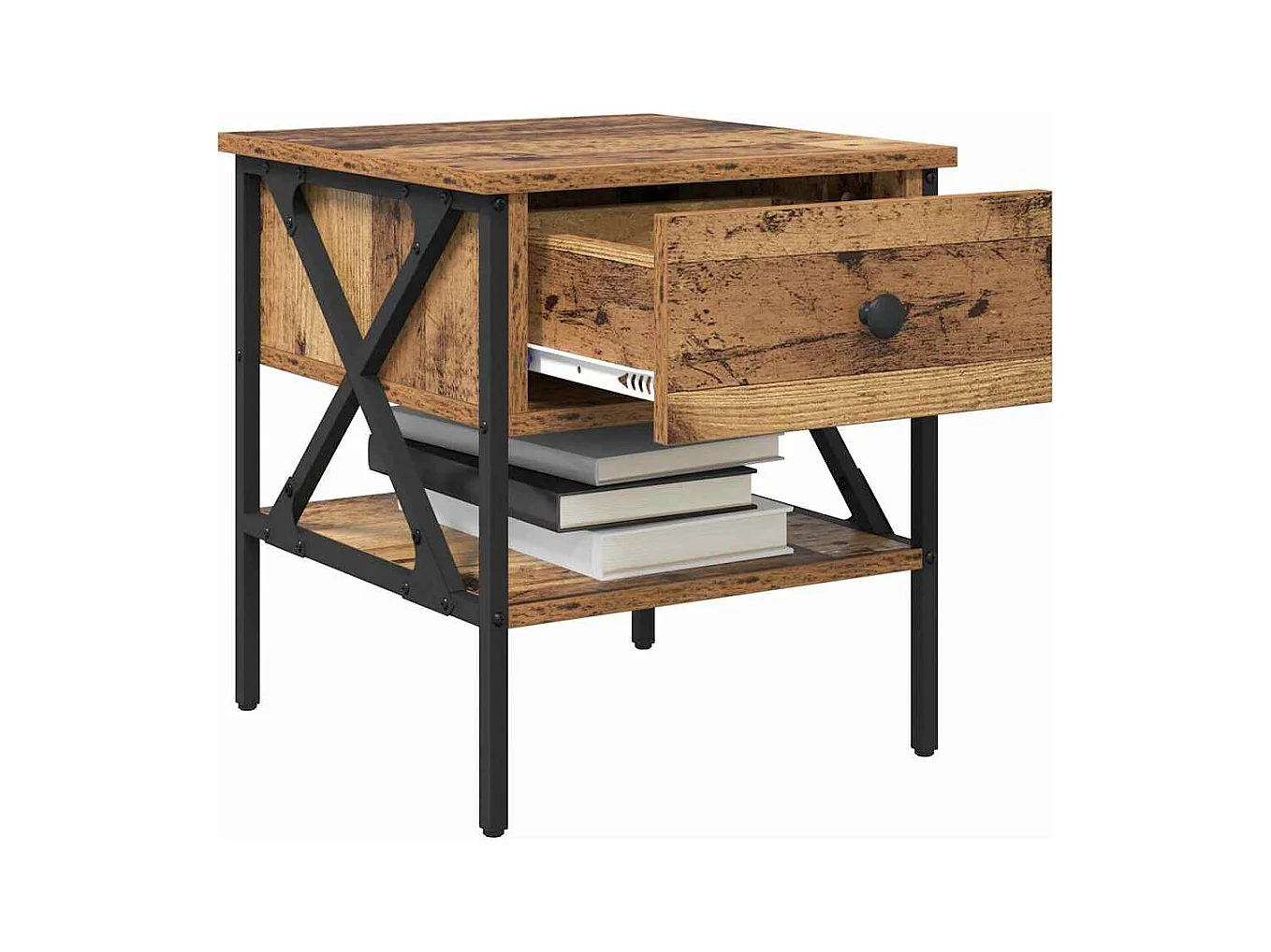 Mesita de Noche | Armario de Noche 2 uds con cajón Madera vieja 40x42x45 cm