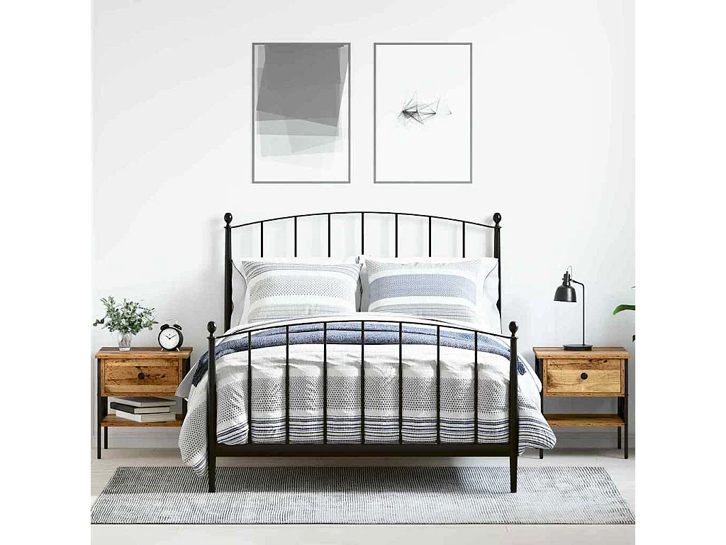 Mesita de Noche | Armario de Noche 2 uds con cajón Madera vieja 40x42x45 cm