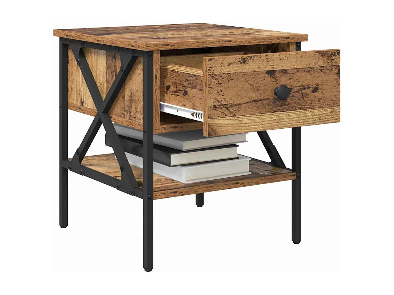 Mesita de Noche | Armario de Noche 2 uds con cajón Madera vieja 40x42x45 cm