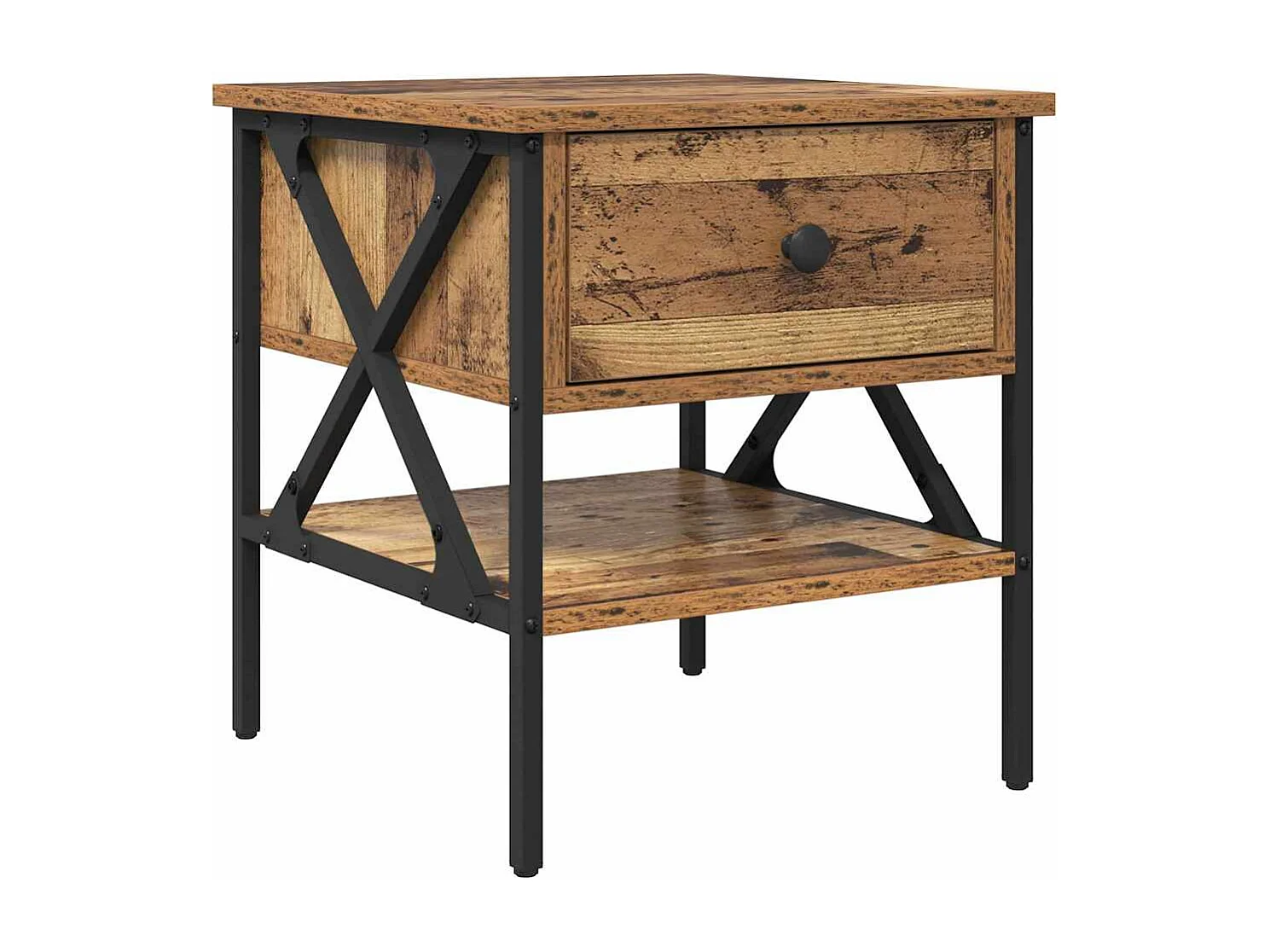 Mesita de Noche | Armario de Noche 2 uds con cajón Madera vieja 40x42x45 cm