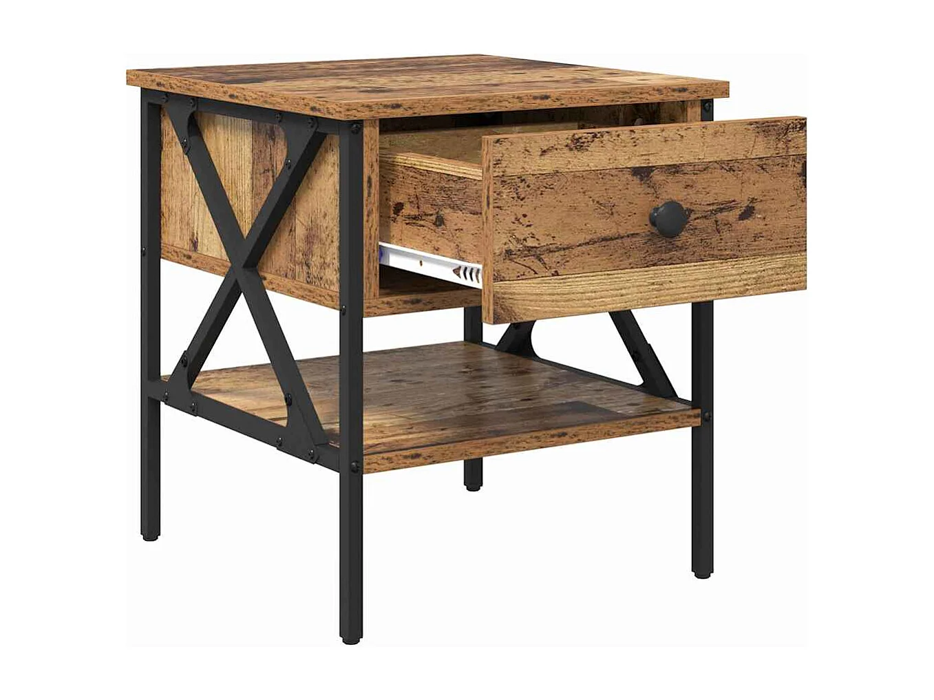 Mesita de Noche | Armario de Noche 2 uds con cajón Madera vieja 40x42x45 cm