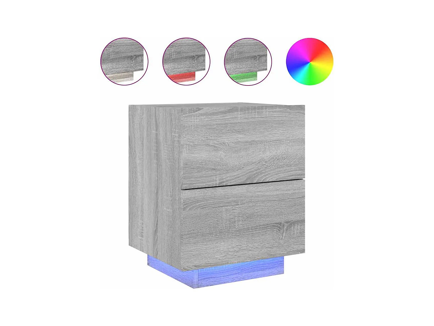 Mesitas de noche | Mesilla de noche luces LED 2 uds madera ingeniería gris Sonoma