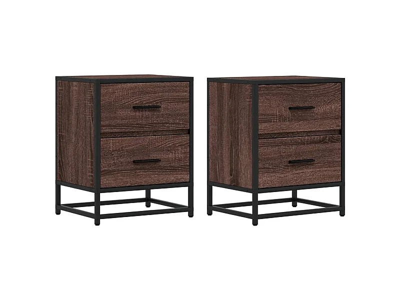 Mesitas de noche | Mesilla de noche 2 uds madera ingeniería marrón roble 40x31x50 cm