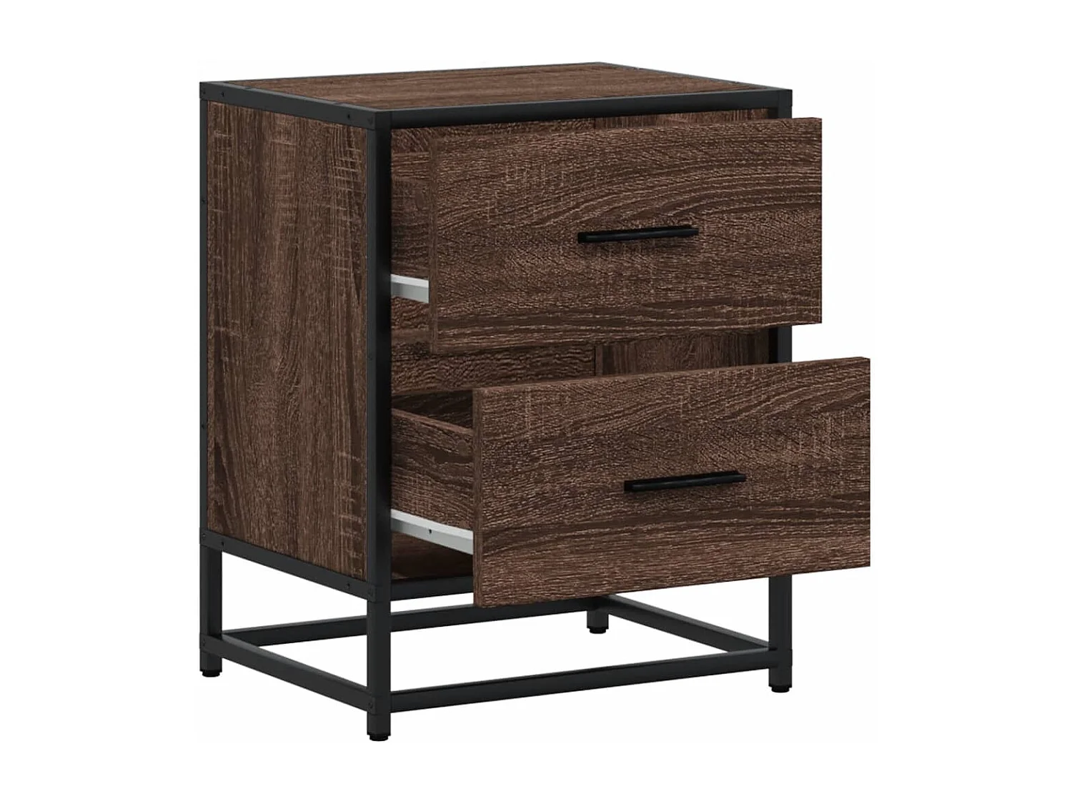 Nachttisch 2er Set-Beistelltisch-Nachttischkommode Braun Eichen-Optik 40x31x50 cm Holzwerkstoff SHL78841