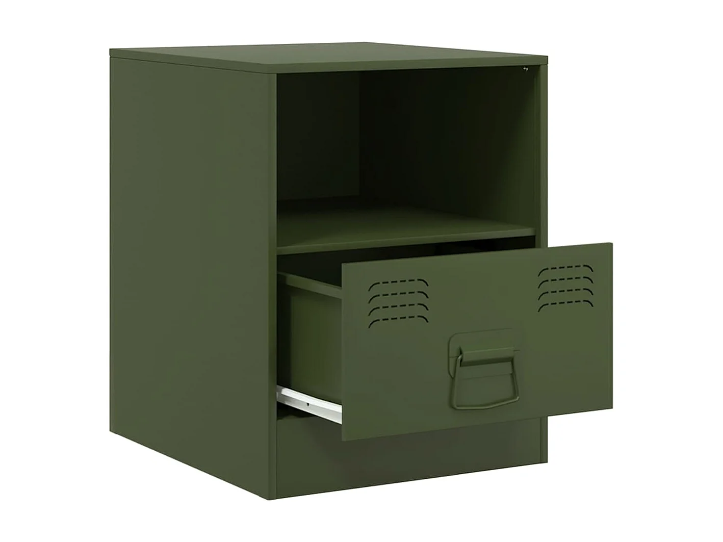 Nachttisch 2er Set-Beistelltisch-Nachttischkommode Olivgrün 34,5x39x44 cm Stahl SHL64563